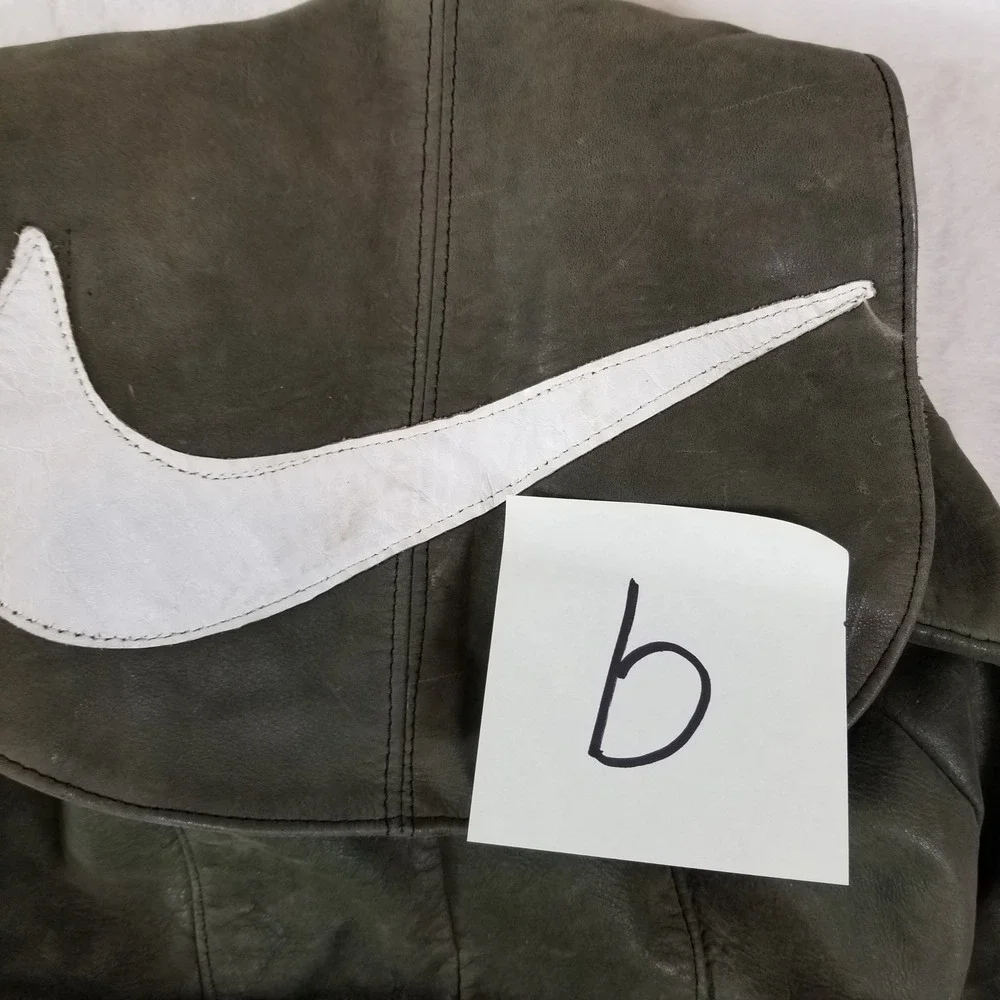 VTG‎ Nike Leather Backpack Olive Green Rucksack Swoosh Logo Bag